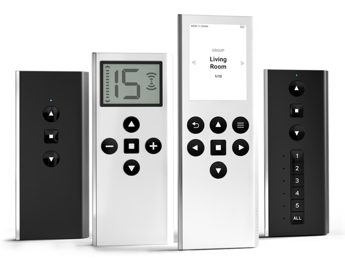 RollEase Automate Push remote family — Push ONE, Push 5, Push 15, and Push PRO