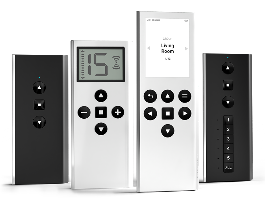 RollEase Automate Push remote family — Push ONE, Push 5, Push 15, and Push PRO